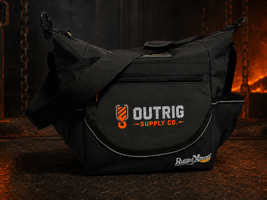 Front view of the Outrig Supply Co branded Rugged Xtremes 15L crib bag.