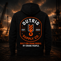 Outrig Supply Co Founders Drop 001 Heavyweight Hoodie — full back view, black pullover