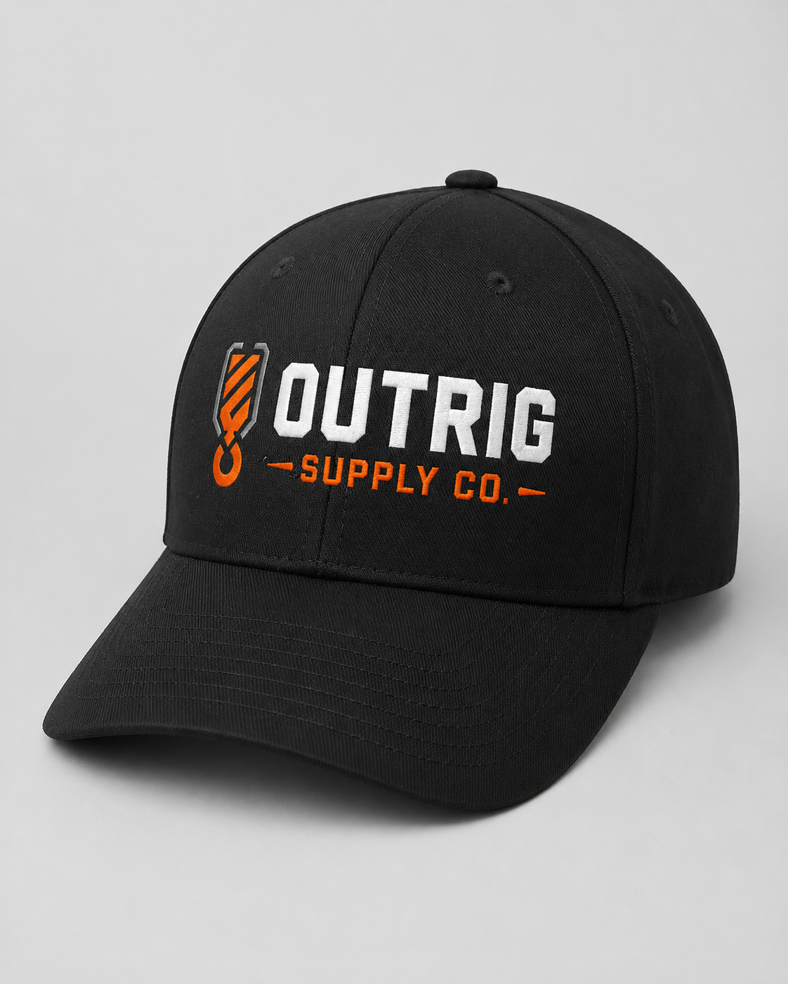 Additional product view of the Outrig Core Flexfit Cap in black.